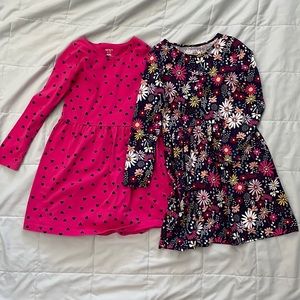 NWOT 2 Carters long sleeve skater dresses for girls! Size 6/6x. 100% cotton!